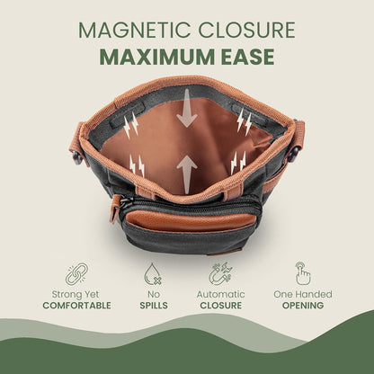 Dog Treat Pouch with Dog Clicker for Training - Hands-Free Dog Treat Bag with Magnetic Closure, Multi-Pocket Treat Pouches for Pet Training with Built-In Poop Bag Holder Pocket