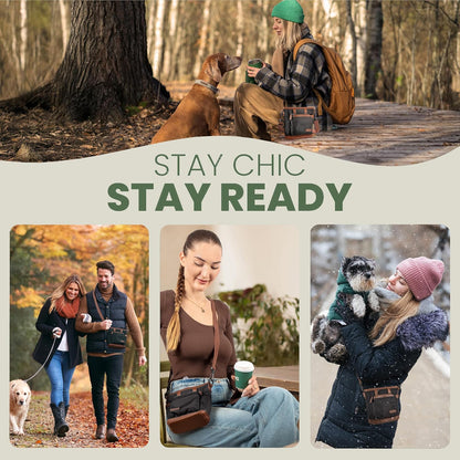 Dog Treat Pouch with Dog Clicker for Training - Hands-Free Dog Treat Bag with Magnetic Closure, Multi-Pocket Treat Pouches for Pet Training with Built-In Poop Bag Holder Pocket