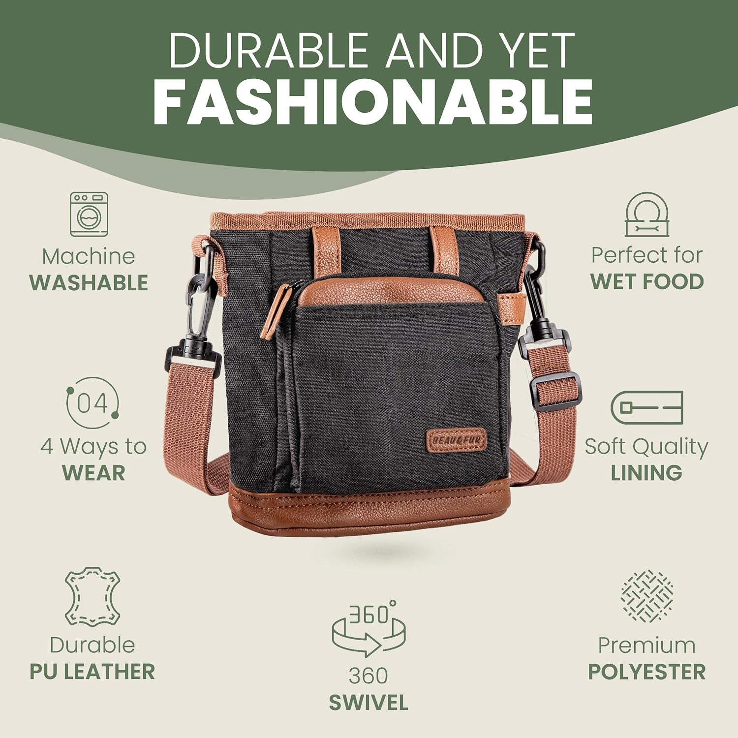 Dog Treat Pouch with Dog Clicker for Training - Hands-Free Dog Treat Bag with Magnetic Closure, Multi-Pocket Treat Pouches for Pet Training with Built-In Poop Bag Holder Pocket